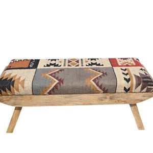 wool jute bench, handmade bench, entryway bench, eco-friendly furniture, boho decor, rustic bench, woven bench, natural fiber bench.