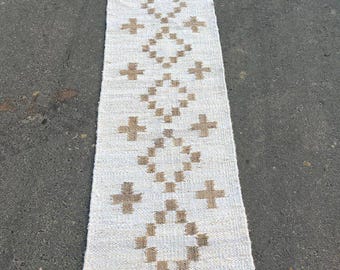 Handwoven Natural Star Beige With White Hemp Jute Runner, Home Decor Turkish Jute Runner, Entryway Kitchen Hallway Jute Rug, Custom Rug