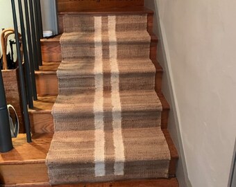 Handmade Stair Jute Runner, Stair Runner, Stair Decor, Jute Runner, Natural And White Runner, Custom Size Rug, Eco Friendly Rug Corridor Rug