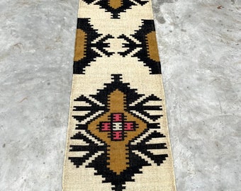 Kilim Runner Rug, Handmade Rug, Wool Jute Runner, Wool And Jute Runner, Hallway Runner, Aztec Rug, Custom Size Runner, Home Decor Runner