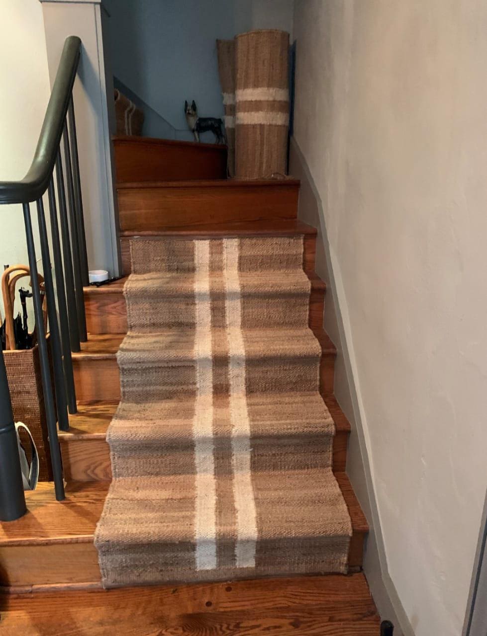 Jute Runner Rug, Stair Runner Rug, Self Fit Stair Hemp Runner, Natural And White Runner, Handmade, Turrkish Runner, Indian Traditional Rug