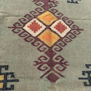 Geometric Kilim Livingroom Rug, 8x10 Handmade Wool Jute Rug, Vintage Wool Area Rug 8x12, Floor Patio Bedroom Rug Custom Kitchen Hallway Rug image 14