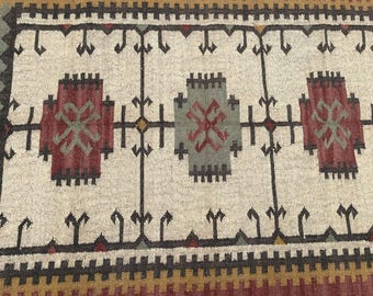 Handwoven Kilim Rug - Handmade Wool Jute Rug, Indian Traditional Kilim Dhurrie Rug, Oriental Area Rug, Boho Rug, Wool Kilim Rug, Vintage Rug