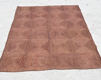 Handwoven Hemp Braided Jute Rug: Indian Kilim Style, Customizable Bohemian Jute Rug 8x10, 9x12 Boho Decor Rug, Jute Area Rug Square Jute Rug