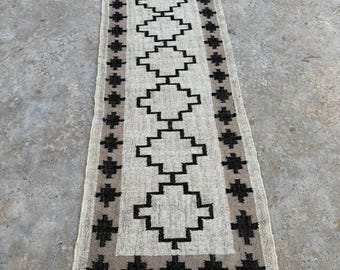 Kilim Wool And Jute Runner | Handmade  kilim Dhurrie Runner Rug | Navajo Wool Jute Rug & Runners | Boho Area , Vintage Areas  Runners  |