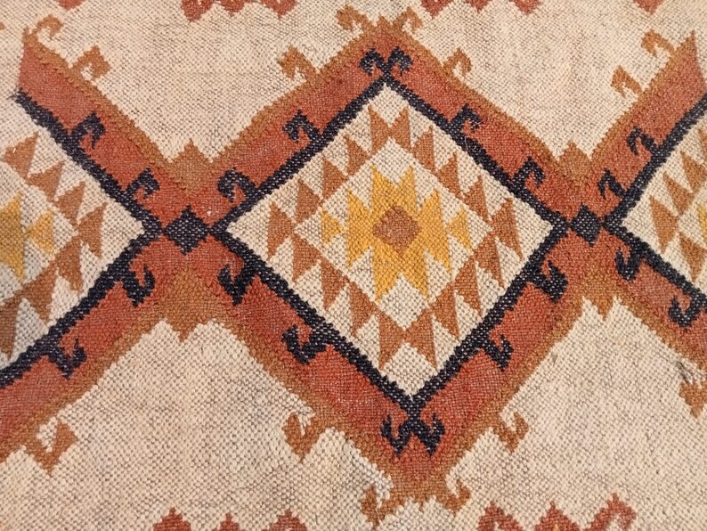 Handmade Wool Jute Rug, Navajo Kilim Rug, Aztec Rug, Accent Rug ...