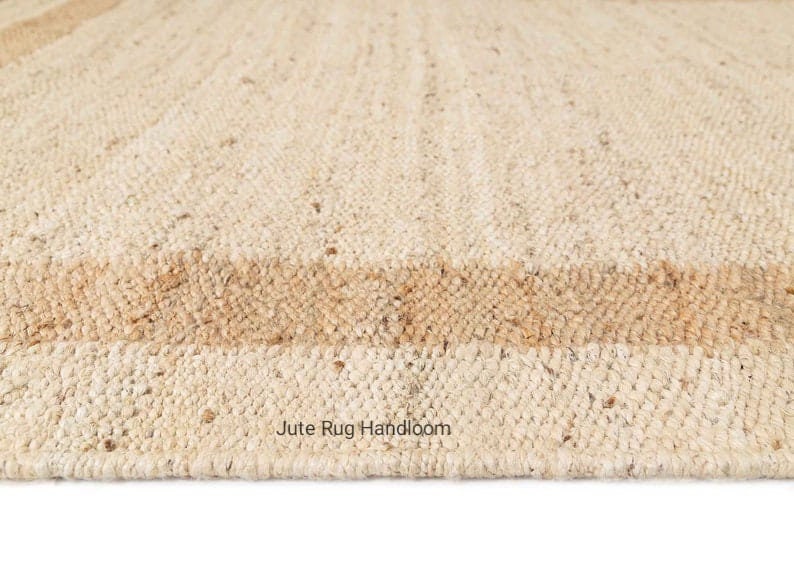 8x10, 9x12, 10x14 pies alfombra de yute hecha a mano, alfombra de cáñamo de borde blanco / natural, alfombra de tamaño personalizado, alfombras para sala de estar, alfombra de área, alfombra turca, alfombras imagen 5