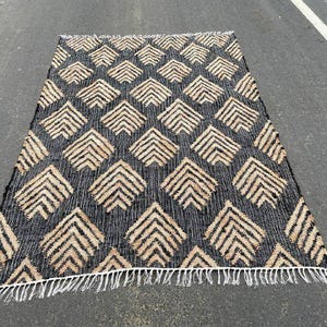 Rustic Boho Kilim Rug, Handmade Reversible Wool Jute Eco - Friendly Living Room Rug Entryway, Patio, Bedroom, Custom Size Jute Rug Kilim Rug