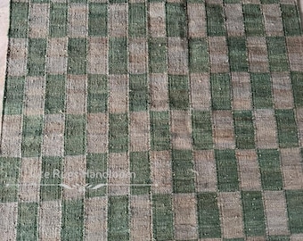 Checkered Jute Rug, Home Decor Jute Area Rug, Checkered Jute Runner Large Size, Kitchen Rug, Bedroom Rug, Green Checkered Rug, 9x12 Jute Rug