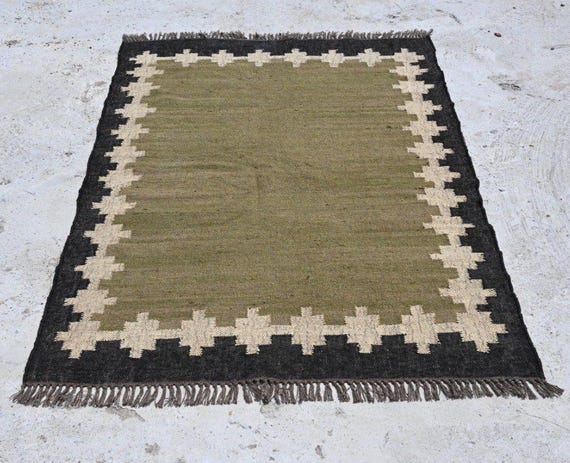 Outdoor Kilim Living Room Rug 8x10 Handmade Wool Jute Rug Vintage Wool Area Rug 5x7 Floor Patio Bedroom Rug Custom Kitchen Hallway Rug 6x8