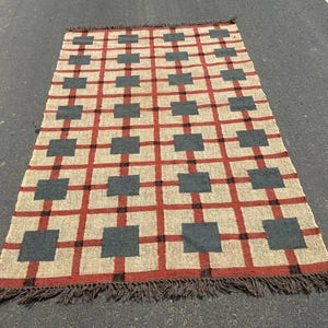 3x5, 5x7, 5x8, 6x9, 8x10 ft Handwoven Kilim Rug, Wool Jute Kilim Rug, Jute Area Rug, Indian Traditional Kilim Dhurrie, Tukish Kilim Rug