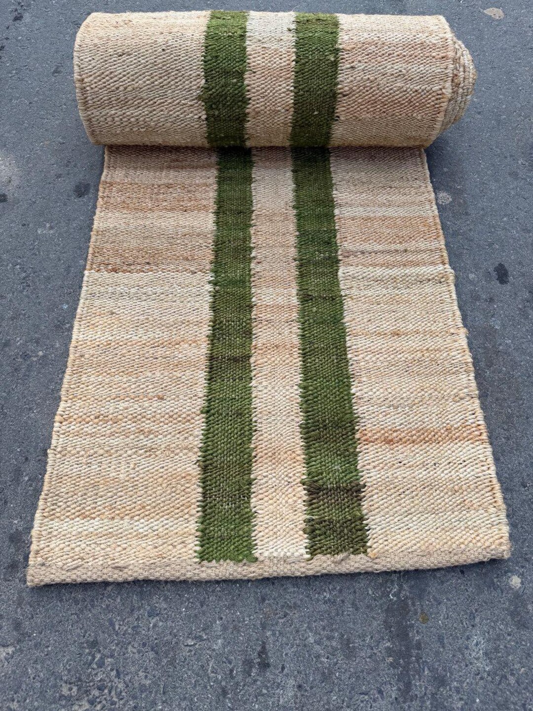 Solid Dark Green Handmade Hemp Rug Boho Decor Hemp Jute Carpet Hallway ...