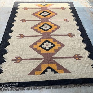 Handwoven Wool Jute Kilim Rug, Handmade Kilim Rug, Flatweave Kilim Rug, Bohemian Rug, Navajo Kilim Rug, Floor Area Rug, Custom Size Rug,