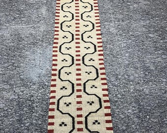 Vintage Stair Kilim Runner, Handmade Large Kilim Rug, Wool Jute Bohemian Hallway Handwoven Boho Outdoor Stair Runner Oriental Washable Rug