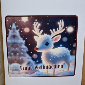 Grußkarte "Frohe Weihnachten" Rentier Klappkarte DIN A6 mit Briefumschlag