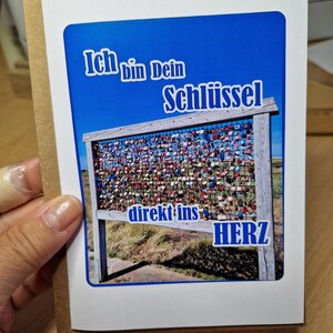Grußkarte Liebeserklärung "Ich bin Dein Schlüssel direkt ins Herz" Klappkarte DIN A6 mit Briefumschlag