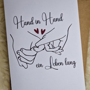 Grußkarte "Hand in Hand ein Leben lang" Klappkarte DIN A6 mit Briefumschlag
