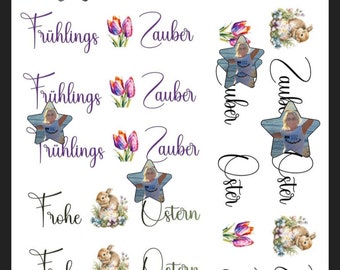 Vår påsk PDF-nedladdning mall ljus tatuering ljus folie ljus klistermärken vattenrutschkana dekal ljusdekorering DIY DIN A5