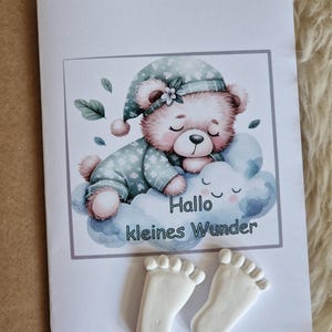 zur Geburt "Hallo kleines Wunder" Klappkarte DIN A6 mit 2 Füßchen und Briefumschlag