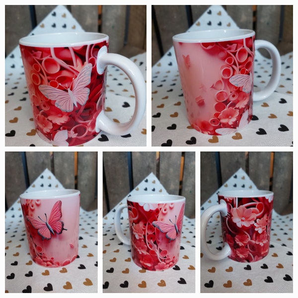 Tasse 3D * Kaffeebecher * Schmetterling * Frühling * Sommer * Frickelkram * personalisierbar *Mitbringsel *Kaffeeklatsch *Mutter *Oma *BFF