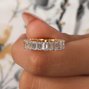4.90 TCW Emerald Cut Lab Grown Diamond Eternity Wedding Band