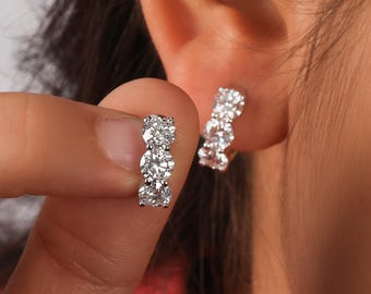 3.00 TCW Lab Grown Diamond Huggie Hoop Earrings