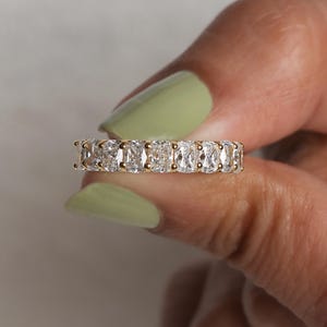 Cushion Lab Grown Diamond Wedding Band: Half Eternity Anniversary Ring
