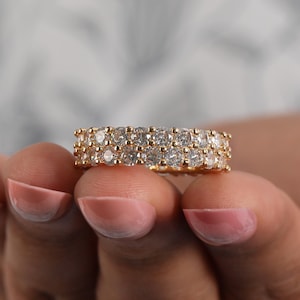 Round Cut Lab Grown Diamond Band, Full Eternity Wedding Band, Matching/Stackable Band, Anniversary Gift for Women, Minimalist Band,Gift Idea