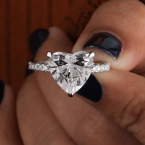 Heart Cut Lab Grown Diamond Engagement Ring: Pave Setting
