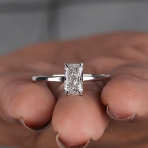 1.00 CT Radiant Cut Lab Grown Diamond Solitaire Engagement Ring