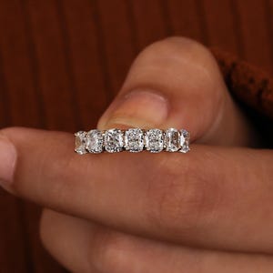 Lab Grown Cushion Cut Diamond Half Eternity Band - 18K Yellow Gold