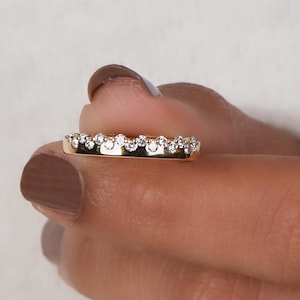 Lab Grown Diamond Wedding Band: 14K Yellow Gold Pave Half Eternity Ring