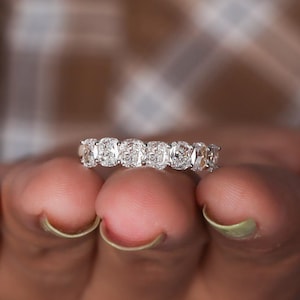 Lab Grown Cushion Cut Diamond Half Eternity Band: 14K Yellow Gold