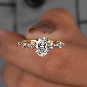 2.00 CT Oval Lab Grown Diamond Engagement Ring: Cluster Setting