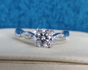 2CT Round Diamond Engagement Ring - Classic Art Deco Promise, Anniversary Gift for Women