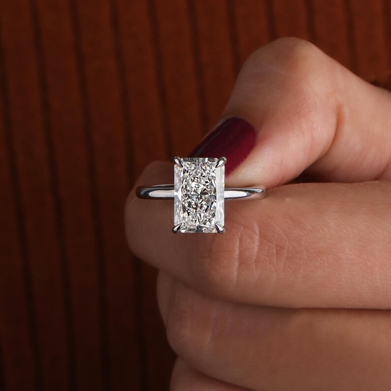 Radiant Cut Lab Grown Diamond Solitaire Engagement Ring – 14k White ...