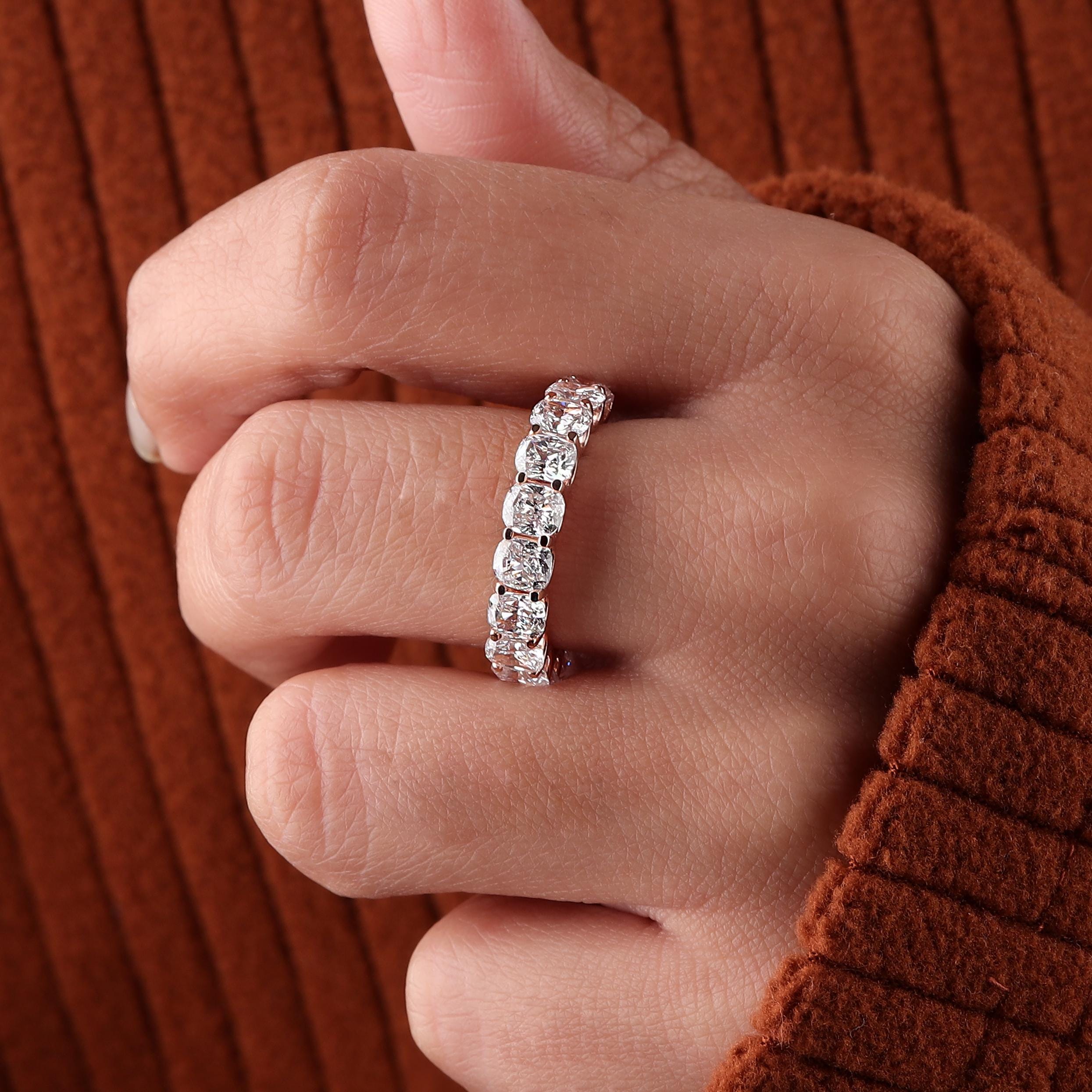 5 TCW Cushion Cut Lab Grown Diamond Eternity Band – 14K Rose Gold - Etsy
