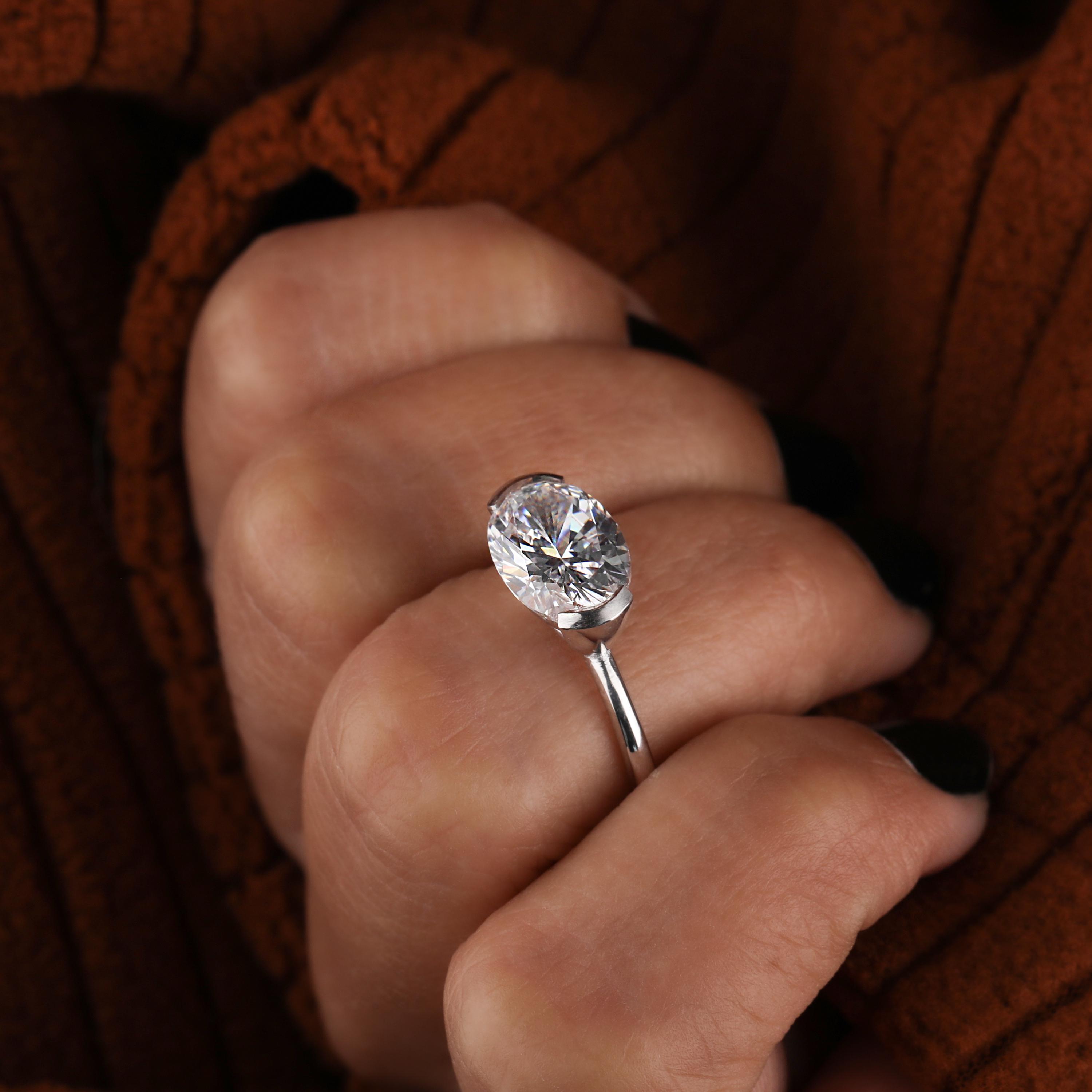 3.00ct E-VS1 18k オーバルラボグロウンダイヤモンドリングの通販 by 
