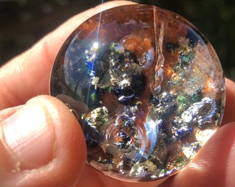 RARE AZURITE MALACHITE quartz sphere 55g/35mm, shaman quartz, garden quartz, garden quartz, natural stone, Azurite, Malachite,Lodolite