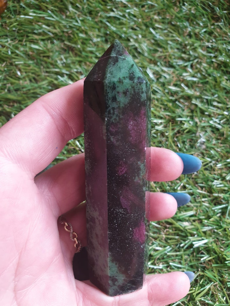 Rubin på Zoisit-torn, Zoisit, rubin, rubin på zoisit, helande sten, natursten bild 6