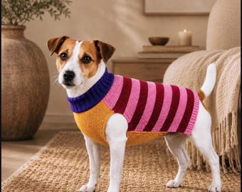 STELLA  Handmade Striped Wool Dog Sweater | Colorful Pet Knitwear, Custom Fit