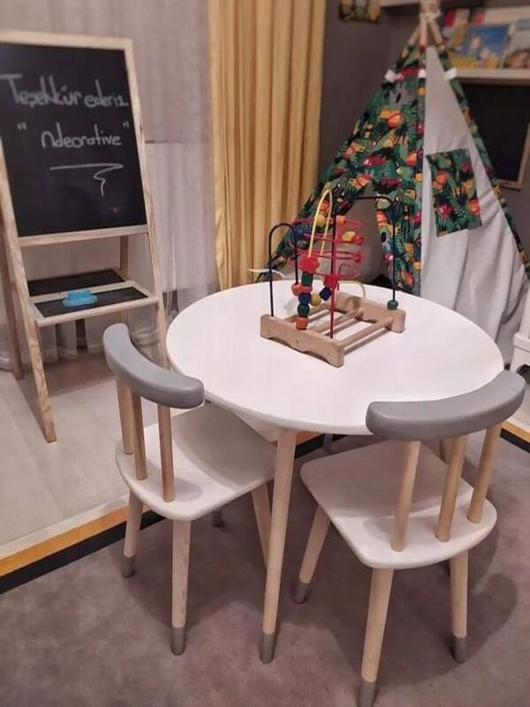 Kid's Table and Chairs round Type Montessori Table and Etsy