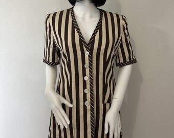 Blazer vintage de rayas Louis Feraud de los años 80 con bolsillos y detalle de botones Tamaño Reino Unido 10-12