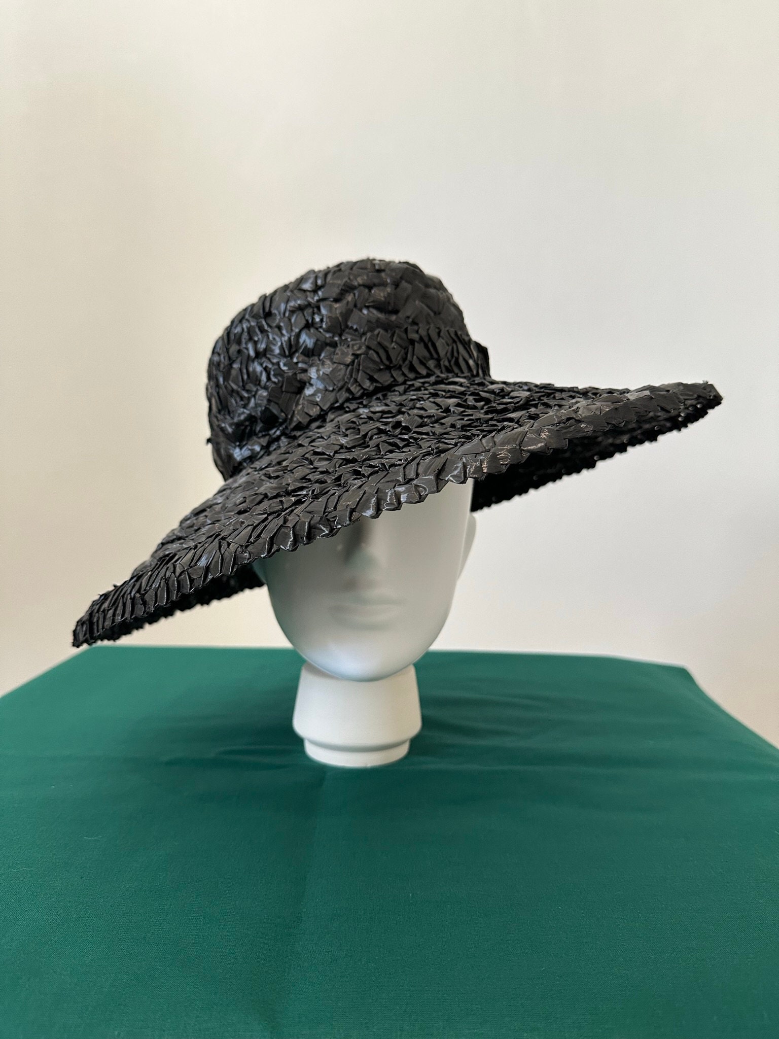 Vintage Marina Killery Couture Black Raffia Hat - Etsy display picture 1