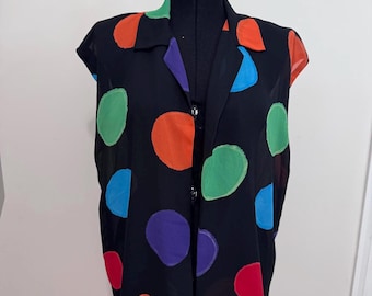 80s Spotty Blouse with Shoulder Pads