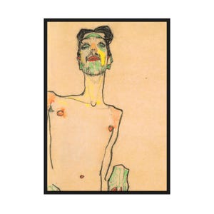Lámina de arte expresionista de Egon Schiele, ilustración figurativa vintage, póster de retrato modernista, bellas artes austriacas, decoración de pared imprimible