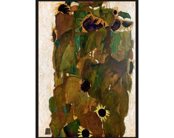 Egon Schiele Sunflowers 1911 Wall Print, Schiele Digital Download Wall Print, Vintage Art Digital Print, Printable Wall Art