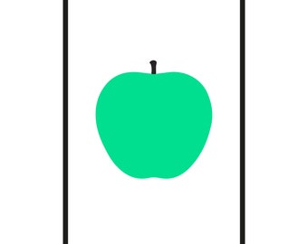 Apples Illustration Art Wall Print, Minimalist Digital Download Wall Print, Digital Print, Retro Wall Decor, Printable Wall Art