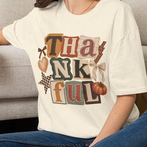 Thankful Shirt Women, Retro Patchwork Thanksgiving Tee, Coquette Bow Fall Shirt, Cute Turkey Day Gift, Autumn Grateful Tee, Holiday Shirt
