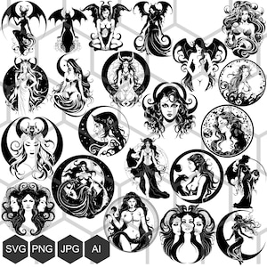 Mysterieuze en duistere mooie SVG-afbeeldingen van Lilith, de Mesopotamische demon en Adams eerste vrouw, klaar om je kunstprojecten te verfraaien